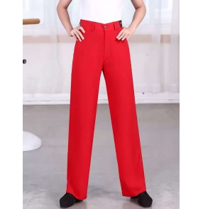 Men's red ballroom latin dance pants for male competition professional tango waltz flamenco dancing long trousers for man